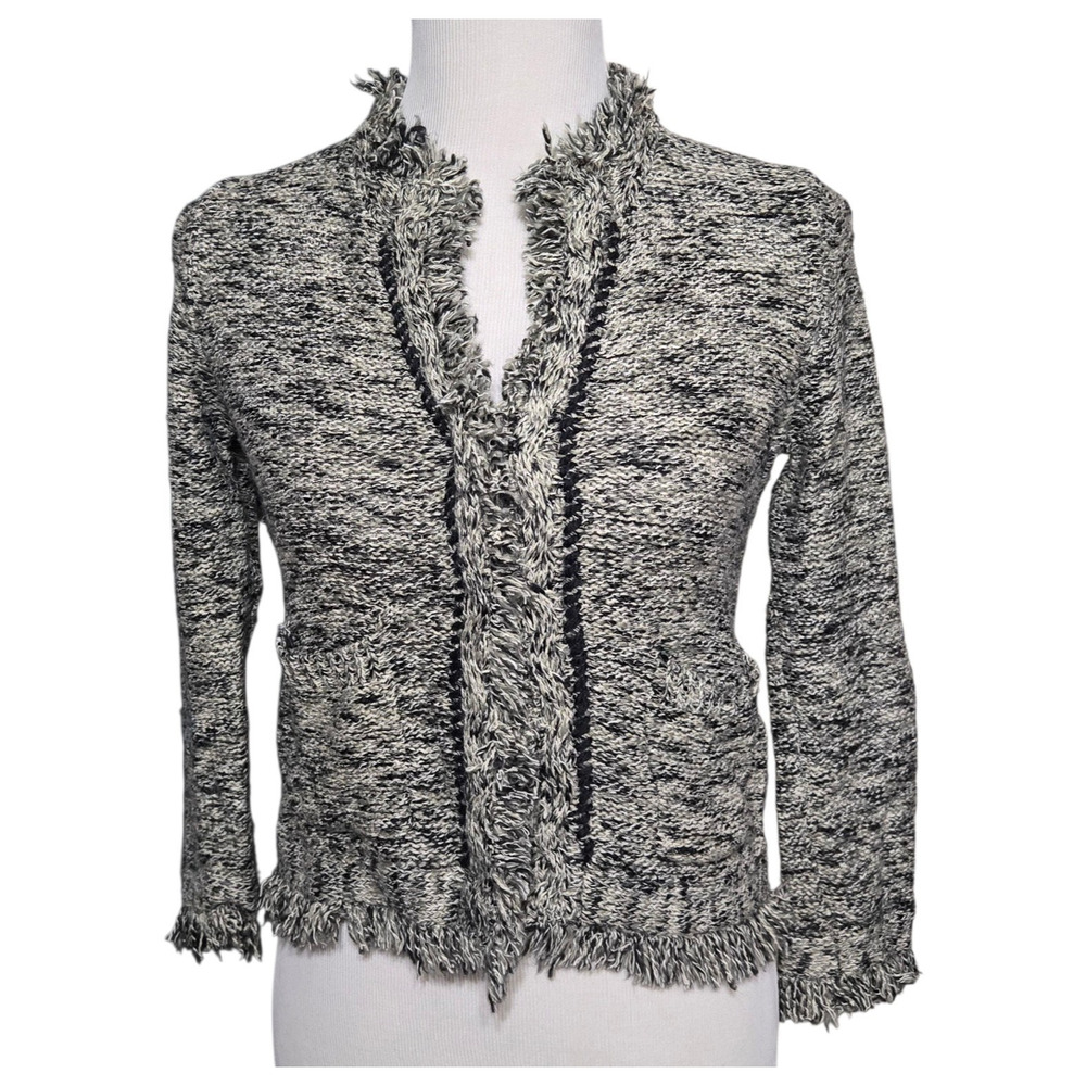 Angel of the North Cardigan Sweater Black Tweed Anthropologie Small Petite